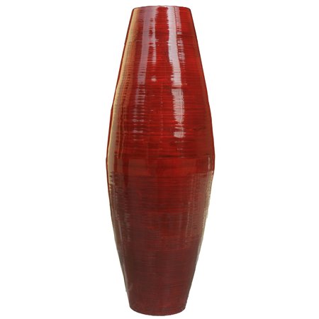 Uniquewise Bamboo Cylinder Floor Vase-Handcrafted Tall Decorative Vase-Ideal for Dining Room, Living Room, 37" Red QI003245.R.L